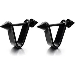 vien Fashion Gothic Piercing Tiny Arrow Stud Small Letter V Loop Earring Stainless Steel Hoop Earring-picture-42