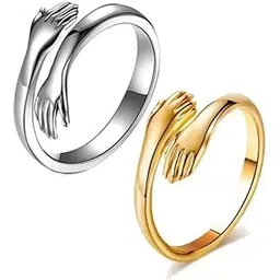 vien Hug Ring for Women Girls Hugging Hands Open Jewelry Alloy Plated Ring-picture-15