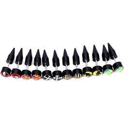 vien Mens Multicolor Piercing Screw Bali Spike Stud Combo Earing Pierced Plastic Stud Earring-picture-41