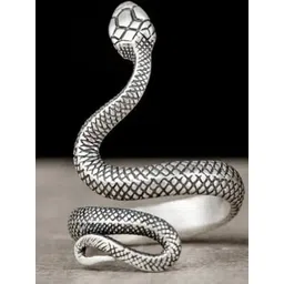 VIEN Sterling Silver-Plated Snake Oxidised Finger Ring-picture-38