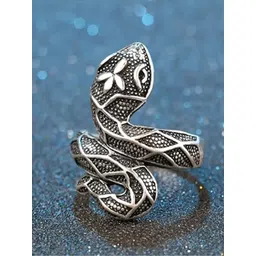 VIEN Sterling Silver-Plated Snake Oxidised Finger Ring-picture-18