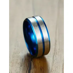 VIEN Striped Titanium Steel Ring-picture-11