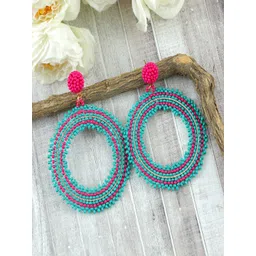 Vientiq Gold-Plated Artificial Beads Beaded Circular Shape Drop Earrings-picture-21