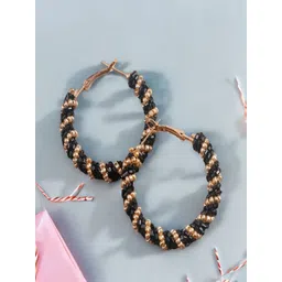 Vientiq Gold-Plated Artificial Beads Beaded Circular Shape Hoop Earrings-picture-39