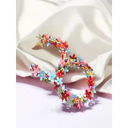 Vientiq Gold-Plated Artificial Beads Beaded Crescent Shaped Half Hoop Earrings-picture-41