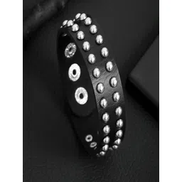 Vientiq Men Black Leather Bracelet image 1