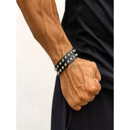 Vientiq Men Black Leather Bracelet image 3