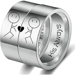 vientiq Silver Plated Always Forever Couple Promise Ring for Men & Women (Silver)-picture-29