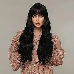 VIEWS Synthetic Long Black Hair Wigs with Bangs Extensions for Women Full Head Natural Straight Hair Wig (Pack of 1)-picture-15