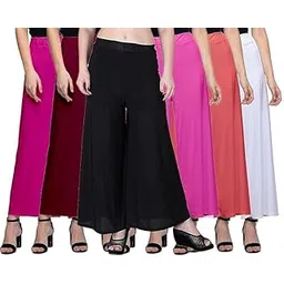 vigau Casual Wear Soft Fabric Palazzo for Women Pack of 6 Multicolor015-picture-54