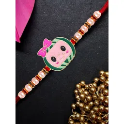 Vighnaharta Boys Set Of 2 Gold-Plated Artificial Beaded Thread Rakhis-picture-32