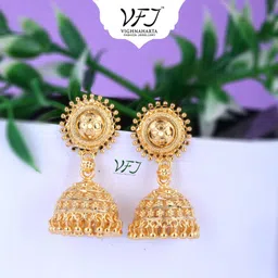 Vighnaharta Gold-Plated Dome Shaped Jhumkas-picture-38