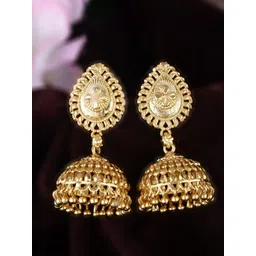 Vighnaharta Gold-Plated Dome Shaped Sizzling Glittering Jhumkas-picture-11