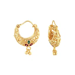 Vighnaharta Gold-Toned Floral Hoop Earrings-picture-33