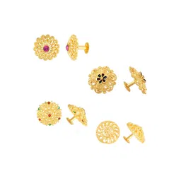 Vighnaharta Gold-Toned Floral Hoop Earrings-picture-35