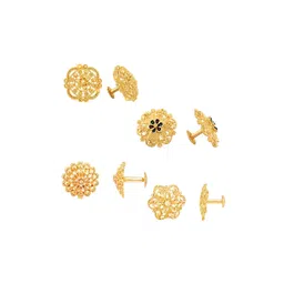 Vighnaharta Gold-Toned Floral Hoop Earrings-picture-38