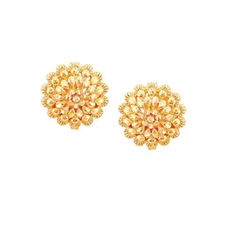 Vighnaharta Gold-Toned Floral Hoop Earrings-picture-40