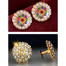 Vighnaharta Gold-Toned Floral Studs Earrings-picture-26