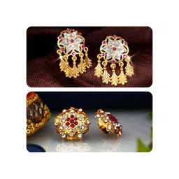 Vighnaharta Gold-Toned Floral Studs Earrings-picture-18