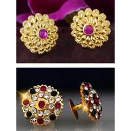 Vighnaharta Gold-Toned Floral Studs Earrings image 1
