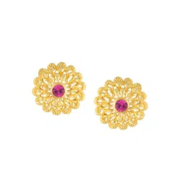 Vighnaharta Gold-Toned Floral Studs Earrings image 2
