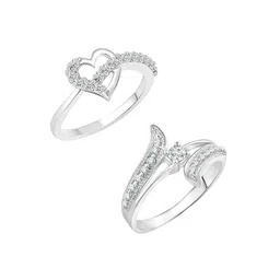 Vighnaharta Set Of 2 Rhodium-Plated Cubic Zirconia Stone-Studded Adjustable Finger Ring-picture-37