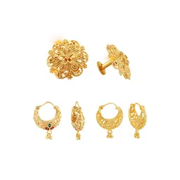 Vighnaharta Set Of 3 Gold-Plated Hoop Earrings-picture-19