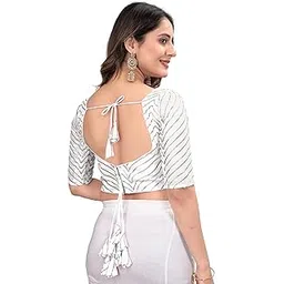 vihu fashion Womens Fancy Readymade Half Sleeve Georgett Saree Blouse-picture-40