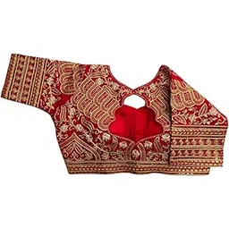 vihu fashion Women's Readymade Blouse Embroidery Multi Heavy Coding Gold Thread Indian Ethnic Designer Stitched Bridal Saree Blouse for Wedding Women Blouse for Saree Lehenga Choli-picture-2