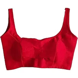 vihu fashion Women's Silk Plain Sleeveless Readymade Blouse (BB Mix_Red_38)-picture-24