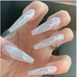 VIKSON INTERNATIONAL 50 Pcs Set of Transparent Clear || extra long Coffin || press on fake artificial Nail extension set with 3gm strong nail glue for girls women.-picture-33