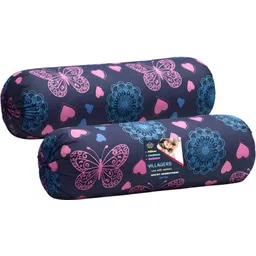 villagers Microfibre Bolster Pack of 2 Geometric Butterfly & Heart Print Design-picture-23