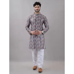 VILLAIN Ethnic Motifs Printed Mandarin Collar Straight Kurta-picture-37