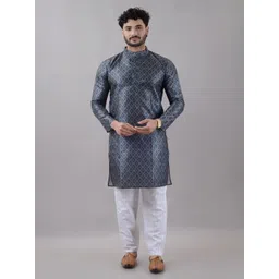 VILLAIN Floral Printed Mandarin Collar Straight Kurta-picture-15