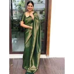 VILLE FASHION Woven Design Zari Art Silk Kanjeevaram Saree-picture-23