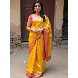 VILLE FASHION Woven Design Zari Art Silk Kanjeevaram Saree-picture-22