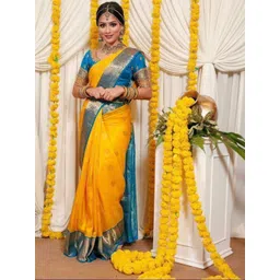 VILLE FASHION Woven Design Zari Kanjeevaram Saree-picture-31