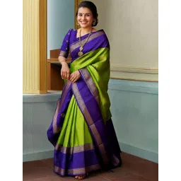 VILLE FASHION Woven Design Zari Kanjeevaram Saree-picture-25