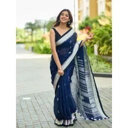 VILLE FASHION Woven Design Zari Linen Blend Kota Saree-picture-16