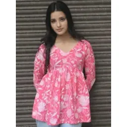 VILONI Floral Print Chambray Top-picture-34