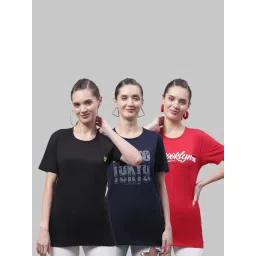Vimal Jonney Black & Navy Cotton Printed Sports T-Shirt - Pack Of 3-picture-38
