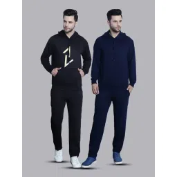 Vimal Jonney Black & Navy Regular Fit Printed Hooded Sweatshirt & Trackpant Set - Pack of 2-picture-40