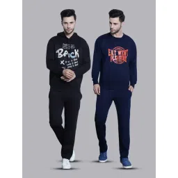Vimal Jonney Black & Navy Regular Fit Printed Sweatshirt & Trackpant Set - Pack of 2-picture-41