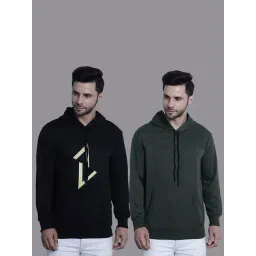 Vimal Jonney Black & Olive Regular Fit Printed Hooded Sweatshirt - Pack of 2-picture-40