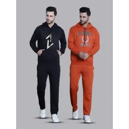 Vimal Jonney Black & Orange Regular Fit Printed Hooded Sweatshirt & Trackpant Set - Pack of 2-picture-38