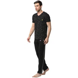 Vimal Jonney Black Cotton Regular Fit Printed Nightwear Set image 3
