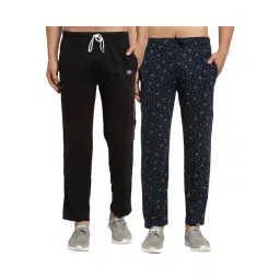 Vimal Jonney Blue & Black Regular Fit Printed Trackpants - Pack of 2-image-33