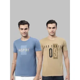 Vimal Jonney Blue & Light Khaki Printed Lounge T-Shirt - Pack of 2-picture-43