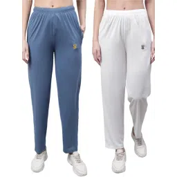 Vimal Jonney Blue & White Cotton Track Pants - Pack Of 2-picture-40