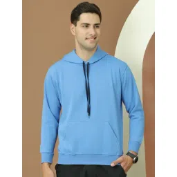 Vimal Jonney Blue Fleece Regular Fit Solid Hooded Sweatshirt-picture-21